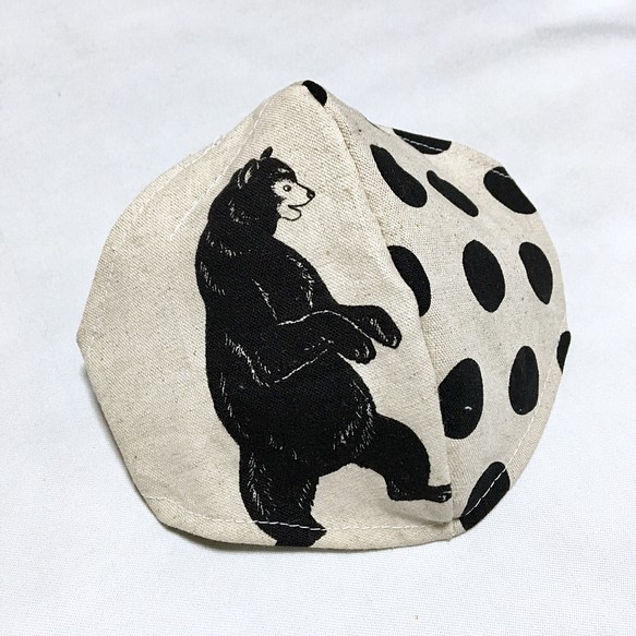 【現品のみ】ひょっこり熊さん×ブラックドット 立体マスク マスク2021 1枚目の画像