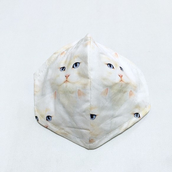 見つめてくる猫ちゃん 白猫 立体マスク マスク2021 1枚目の画像