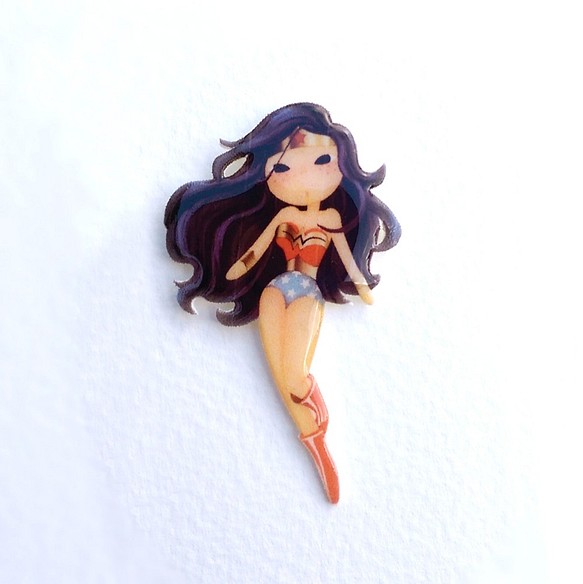 小Q系列-神力女超人 Wonder woman插畫造型/別針 胸針 第1張的照片