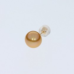 片耳用 ゴールデンパール 白蝶真珠 10mm K18 ピアス 1枚目の画像
