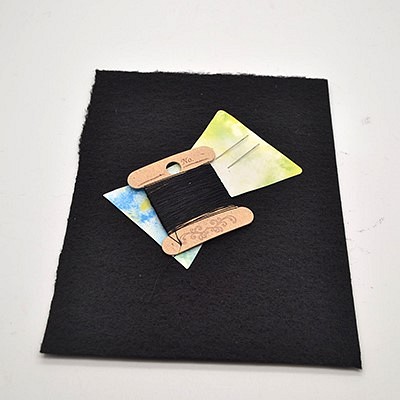 ビーズ針・糸・土台セット黒　kit1-sokuro Soutache ビーズ刺繍用　お試しセット 1枚目の画像