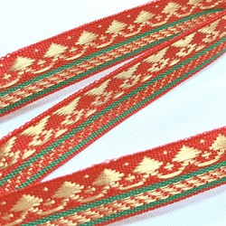 インド金糸織りテープ　レッド (長さ1m単位) 1枚目の画像