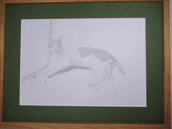 猫様　猫　男の子　窓辺　鉛筆画 1枚目の画像