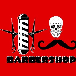 スカル&barberサインポール ロゴデザイン 1枚目の画像