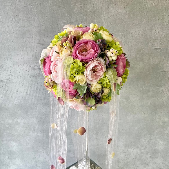 ❁Wedding bouquet❁ピンクグラデの花びらゆらゆらブーケ【31124