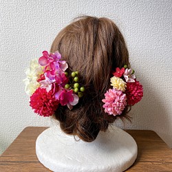 つまみ細工と造花の髪飾りセット【４】 1枚目の画像
