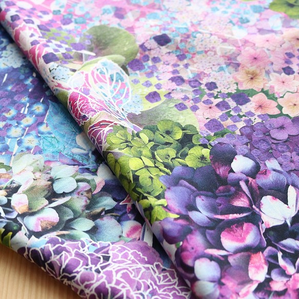 シルクスカーフ【水の器−紫陽花浮かべて】レッドsilkscarf スカーフ