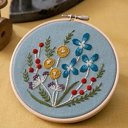 刺しゅうキット 　野花の刺繍フレーム 1枚目の画像