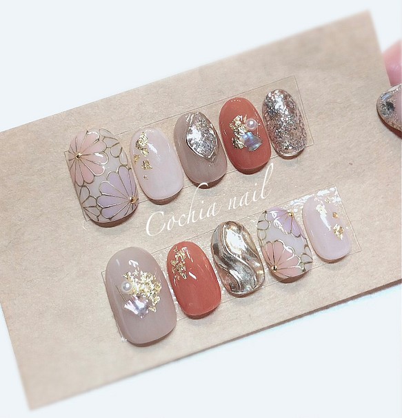 着物ネイル ブライダルネイル 成人式ネイル 和装 ミラーネイル ネイルチップ ネイルシール Cochia Nail 通販 Creema クリーマ ハンドメイド 手作り クラフト作品の販売サイト