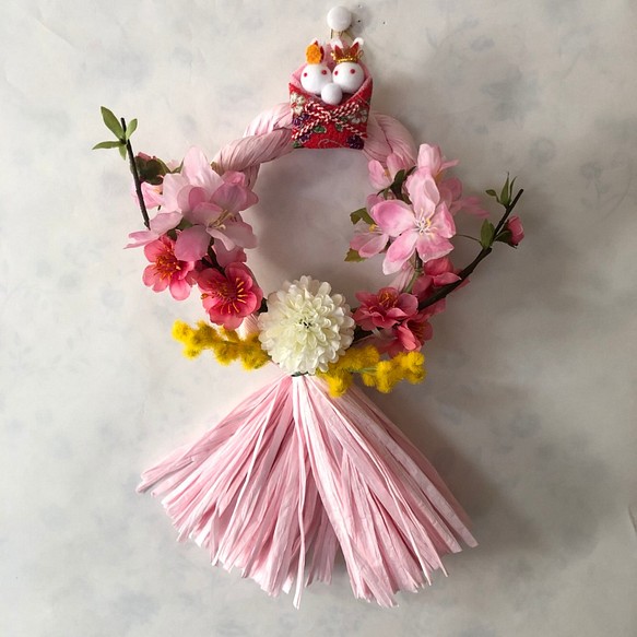 うさぎお雛様のひな祭り桃の花、桜リース☆ 1枚目の画像