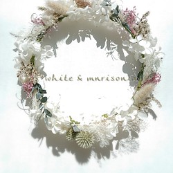 花冠< ホワイト&モリソニア > 花嫁花かんむり・ヘッドドレス 1枚目の画像