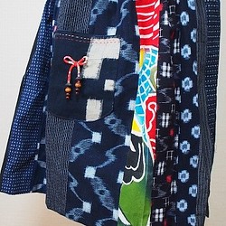 ◆古布藍染木綿絣色々な絣の組み合わせ・巻きスカート 1枚目の画像