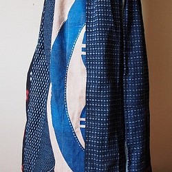 ◆古布藍染木綿絣色々な絣の組み合わせ・巻きスカート長さ60ｃｍ 1枚目の画像