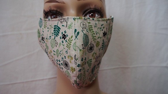 【手作り】大人用/布マスク/立体マスク/男女兼用/ミシン縫い⑪ 1枚目の画像