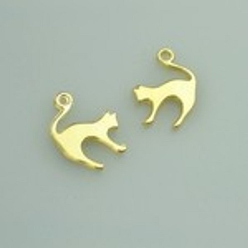 直輸入】猫チャーム*ゴールド*25個セット*19×14 mm チャーム ざっかや