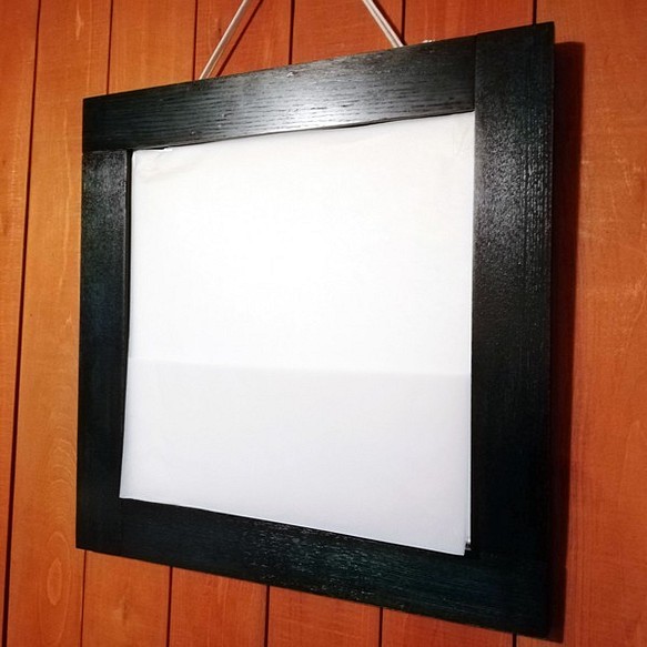 【ハンドメイド013】壁掛け鏡　高級材タモ材使用　拭きうるし仕上げ グリーン 1枚目の画像