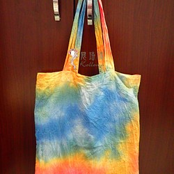 ♔蔻珞瑪♘ Ⓓⓔⓢⓘⓖⓝ - 手染購物袋-黃藍桃 第1張的照片
