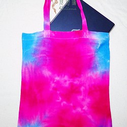 ♔Koroma♘ Ⓓⓔⓢⓘⓖⓝ - 手染めショッピングバッグ-ピーチブルー 1枚目の画像