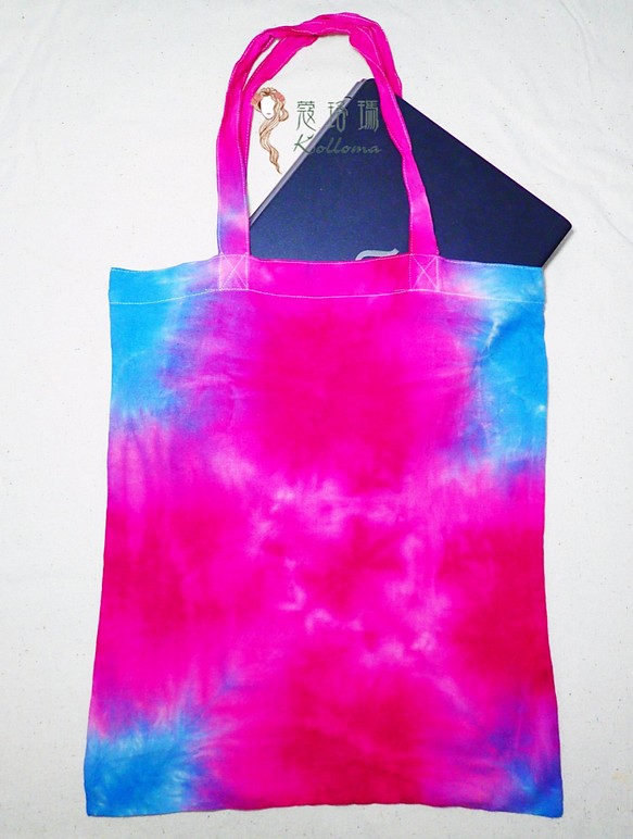 ♔蔻珞瑪♘ Ⓓⓔⓢⓘⓖⓝ - 手染購物袋-桃藍 第1張的照片