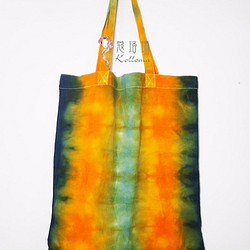 ♔Koroma♘ Ⓓⓔⓢⓘⓖⓝ - 手染めショッピングバッグ - 草緑黄色 1枚目の画像