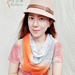 ♔蔻珞瑪♘ Ⓓⓔⓢⓘⓖⓝ - 渲染絲光棉圍巾-橘灰 第1張的照片