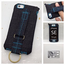 SE1,5,5S,5C用 布のiPhoneジャケット デニムカワセミブルー 1枚目の画像