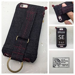 SE,5,5S,5C用 布のiPhoneジャケット デニムワインレッド 1枚目の画像