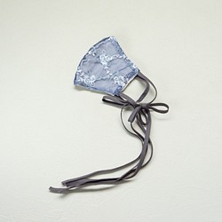lace ribbon mask cover (lake blue) レース リボン マスク カバー 1枚目の画像