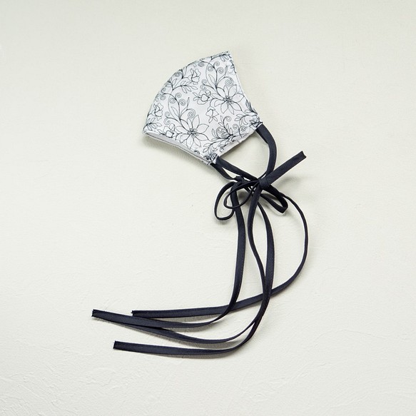 lace ribbon mask cover (clear black) レース リボン マスク カバー 1枚目の画像
