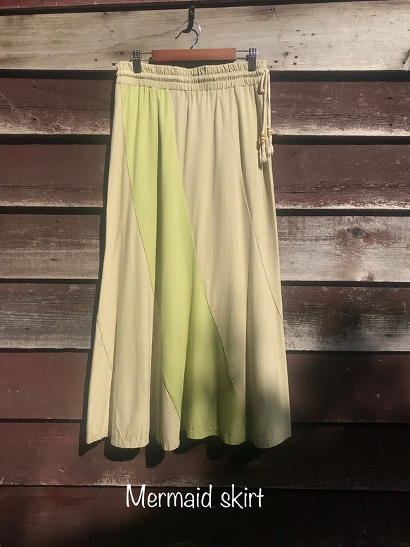 マーメイドスカート　コットン　綺麗めロング　ウエストゴム 1枚目の画像