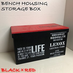ウッドボックス 木製 ブラック×レッド 収納可能箱 新品 1枚目の画像