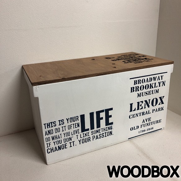 ウッドボックス ウッド 木製 WHITE×ウォルナット 収納可能箱 新品