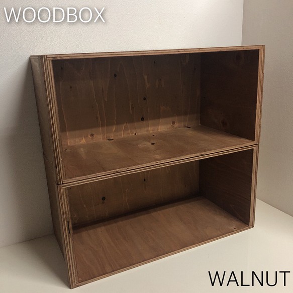 ウッドボックス 木製 ウォルナット 2点 新品 未使用 男前インテリア 棚 ...