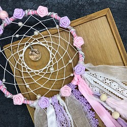 粉紫玫瑰 緞帶漸層 | 浪漫玫瑰系列 12cm 直徑圈 | 小米手作捕夢網 第1張的照片