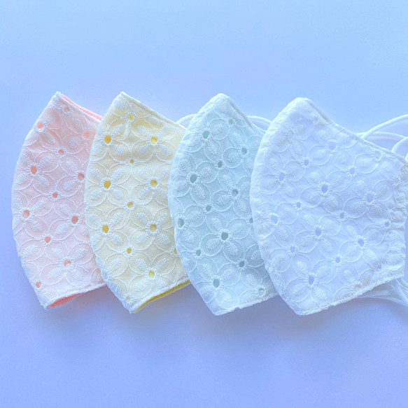 立体マスク綿レースお花(4色) 1枚目の画像