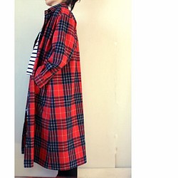 ロングシャツワンピース / 赤チェック ワンピース maruboom 通販