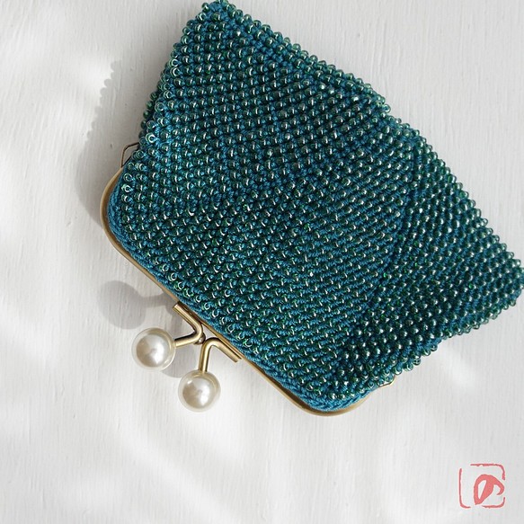 Ba-ba handmade Beads crochet square pouch No.1559 第1張的照片