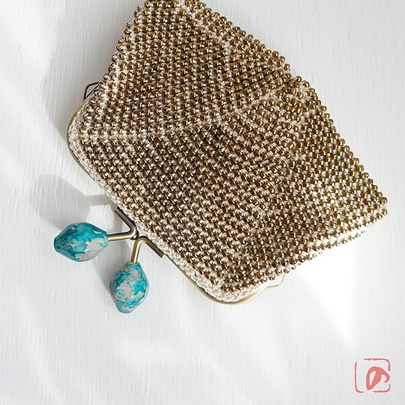 Ba-ba handmade Beads crochet square pouch No.1569 第1張的照片