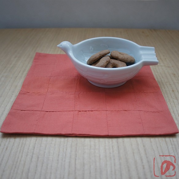 Handmade tea mat "SQUARE 四角" orange KR-O 第1張的照片