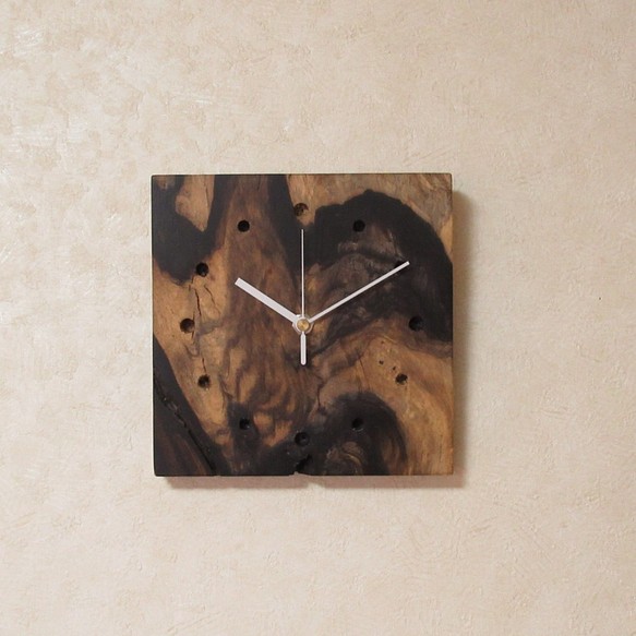 希少銘木 黒柿　木製時計5（掛け時計） 1枚目の画像