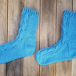 デンマーク産　オーガニックウール　Good Night Socks -cerulean blue- 1枚目の画像