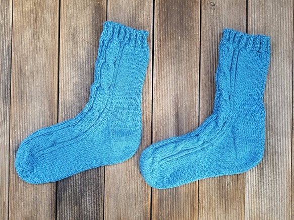 デンマーク産　オーガニックウール　Good Night Socks -cerulean blue- 1枚目の画像