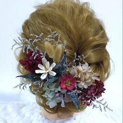 成人式髪飾り ドライフラワー髪飾り 紫陽花　成人式　結婚式 　卒業式 1枚目の画像