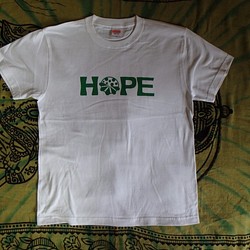 Tシャツ（M）　海　HOPE（ホワイト×グリーン） 1枚目の画像