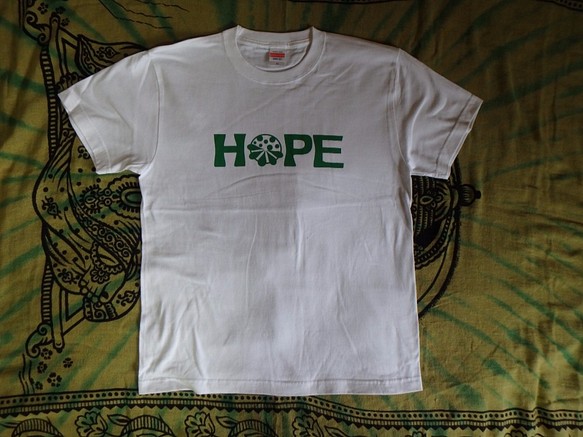 Tシャツ（M）　海　HOPE（ホワイト×グリーン） 1枚目の画像