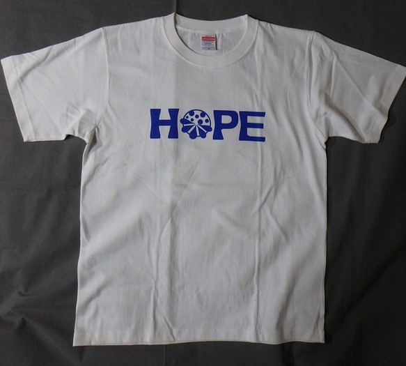 bluest　Tシャツ（M）　海　HOPE（ホワイト×ブルー） 1枚目の画像