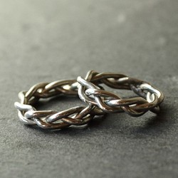 ◆錫 (スズ) × silver リング【Braid Tin Ring】 1枚目の画像