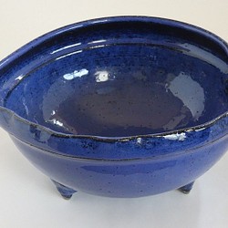 瑠璃（るり）釉アワビ形鉢（作品番号S-042) 1枚目の画像