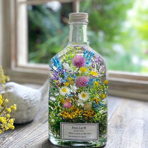 ハーバリウム whiskey bottle 〜flower bed〜 ハーバリウム・植物標本