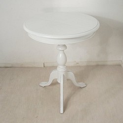 西洋アンティーク調 ティーテーブル ホワイト 円形 丸 tab020 1枚目の画像